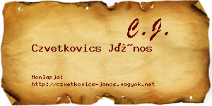 Czvetkovics János névjegykártya